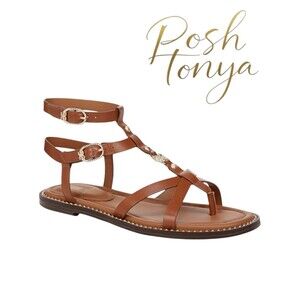 Sam Edelman Talya Leather Gladiator Sandals Honey Tan Size 5.5 Coastal Resort